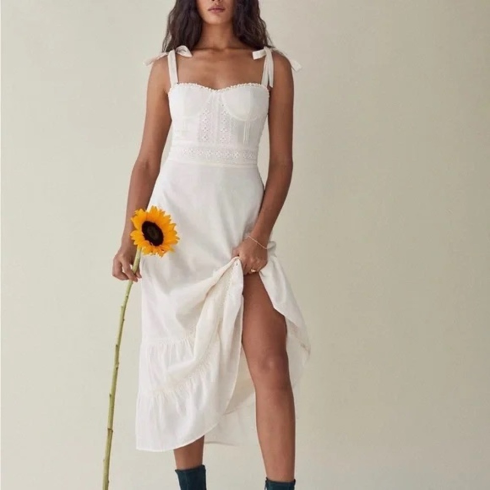 Reformation Noa White Ivory Midi Dress